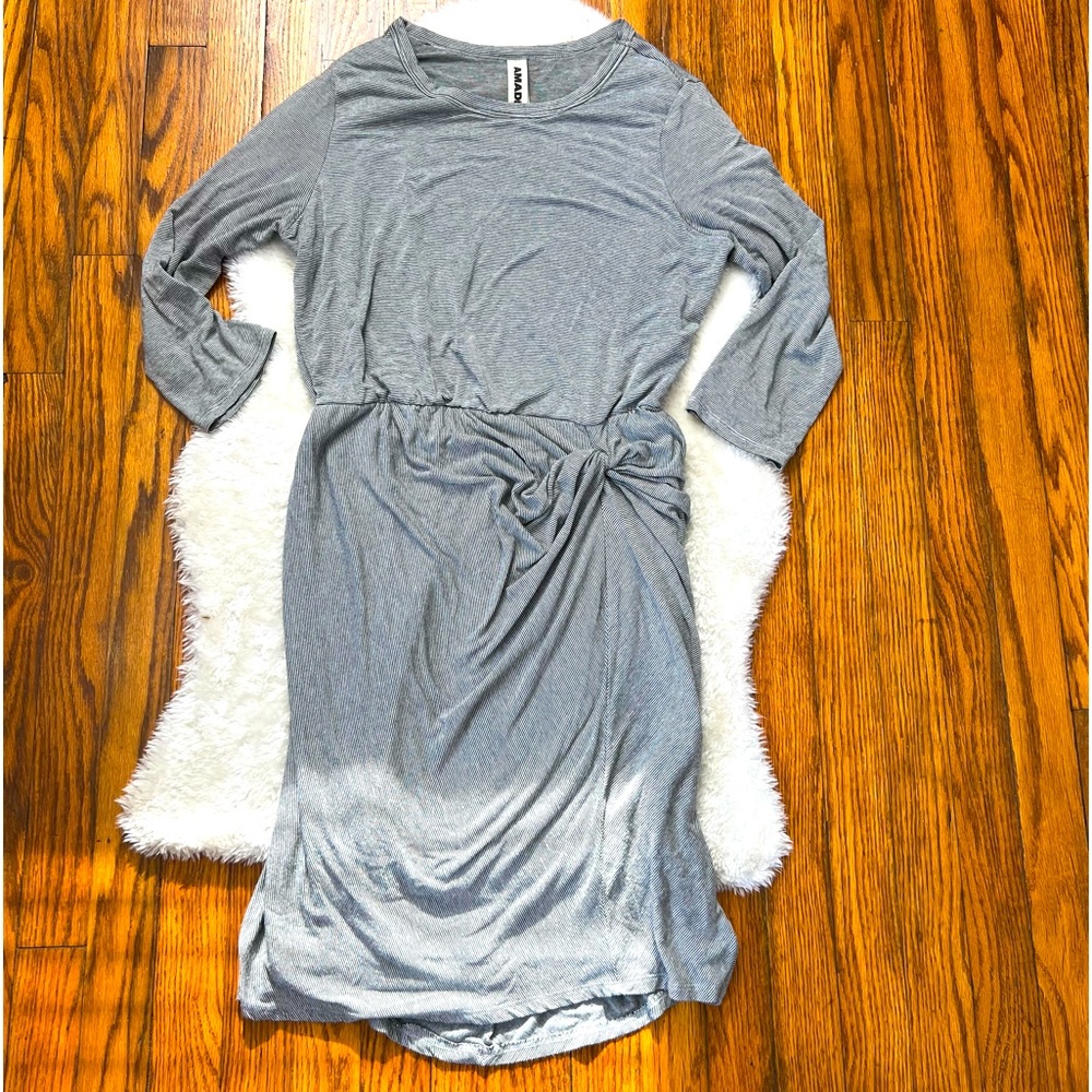 Anthropologie Amadi Soft Comfortable Rayon Jersey Knit Striped Dress Sz L